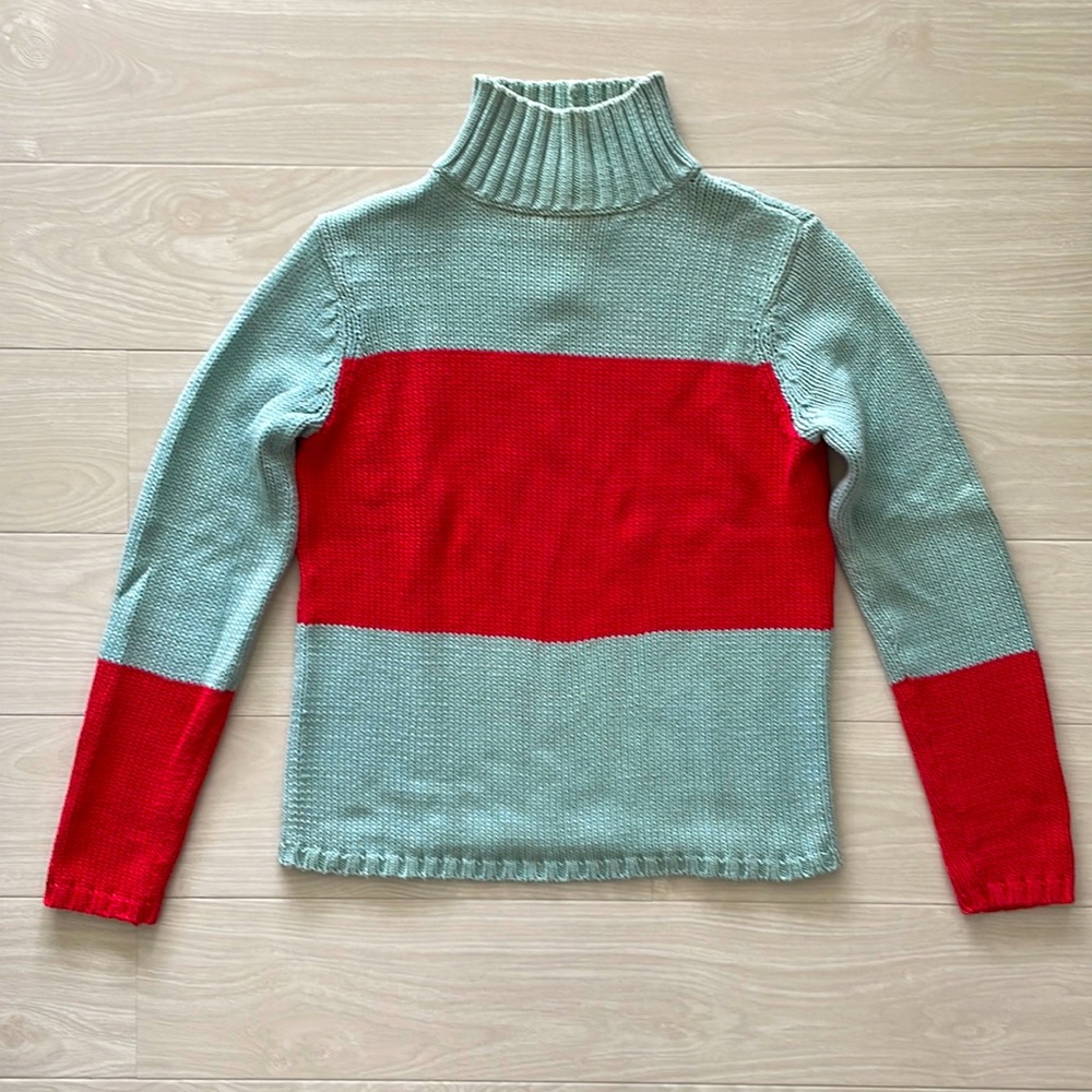 In The Wash Sky Blue & Coral Cotton Sweater